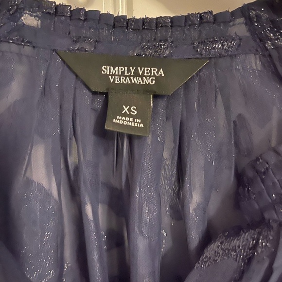 *NWT* Simply Vera Animal Pattern V-neck SleevelessTop Women's Sz XS Navy Burnout - Picture 3 of 11